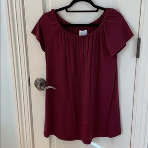 Maroon off the shoulder dress